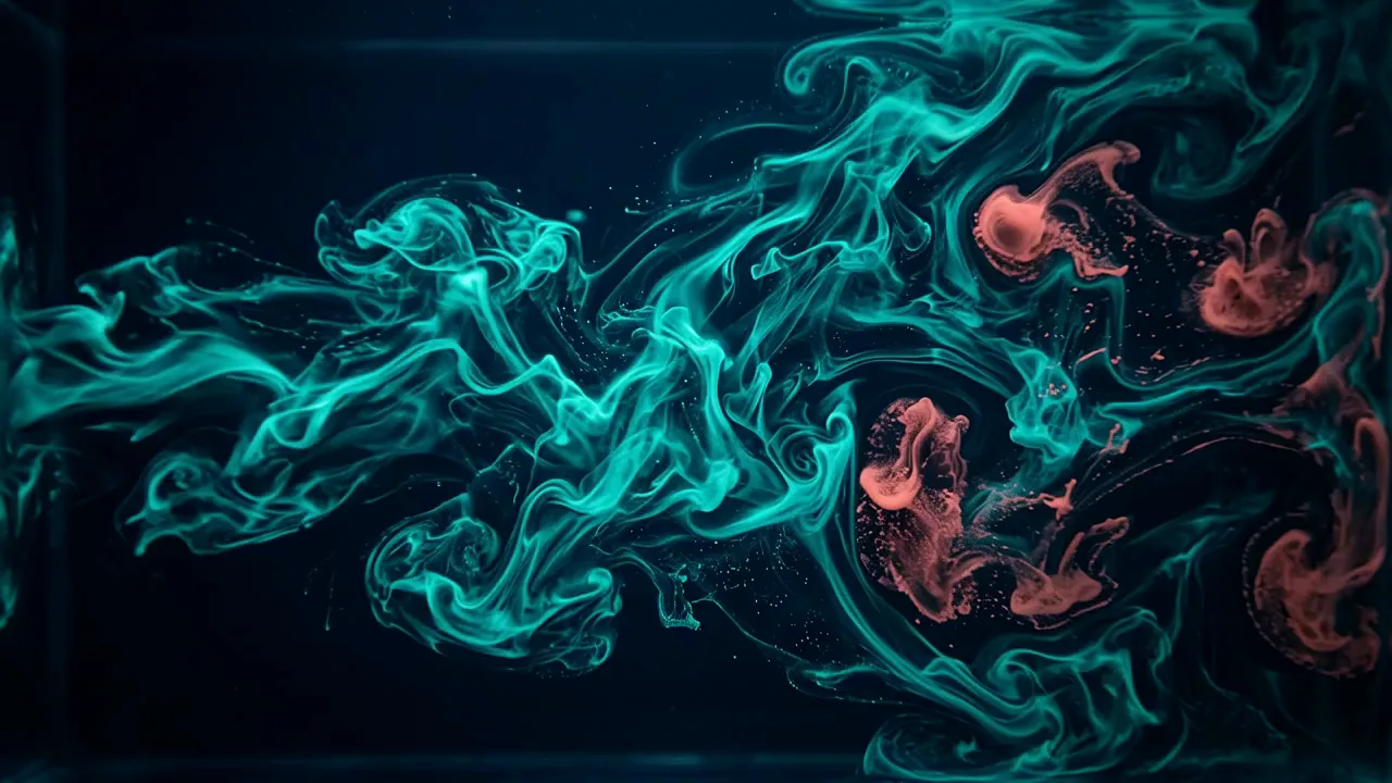 Abstract teal and coral thermal-fluid field representing HIPEC distribution.